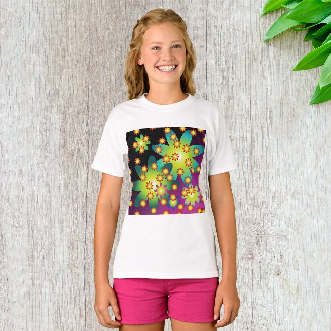 Farbige Retro-Blume T-Shirt (Von Creator hochgeladen)