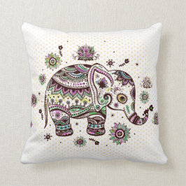 Farbige Retro-Blume und Elephant einfügen Kissen