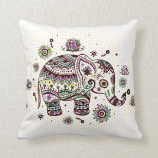 Farbige Retro-Blume und Elephant einfügen Kissen