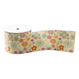 Farbige Retro Daisy Blume Design-Muster Ribbon Ripsband