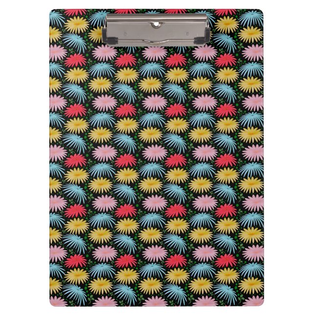 Farbige Retro-Daisy-Blumenmuster-Whimsical  Klemmbrett (Vorderseite)