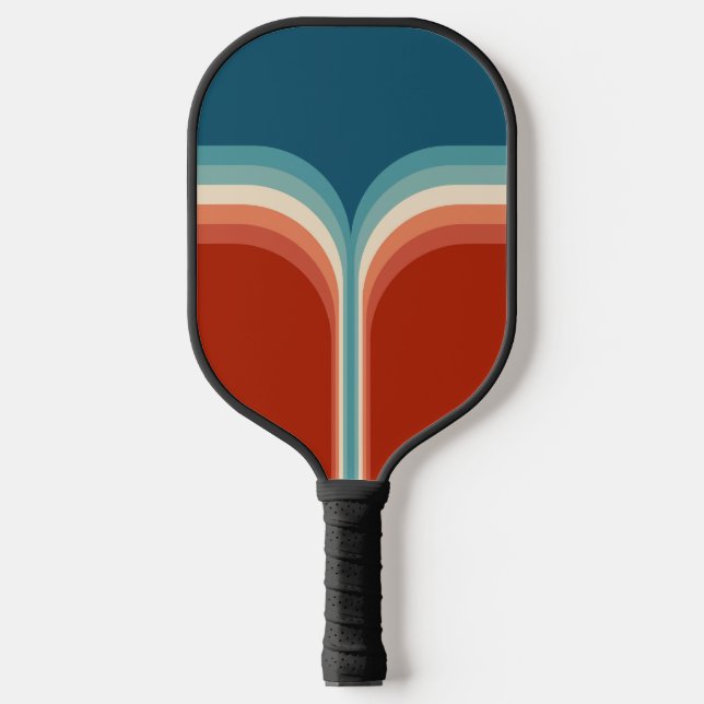 Farbige Retro-Dekoration mit Doppelbogen Pickleball Schläger (Vorderseite)