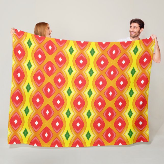 Farbige Retro-Diamantstreifen Fleecedecke (Beispiel)