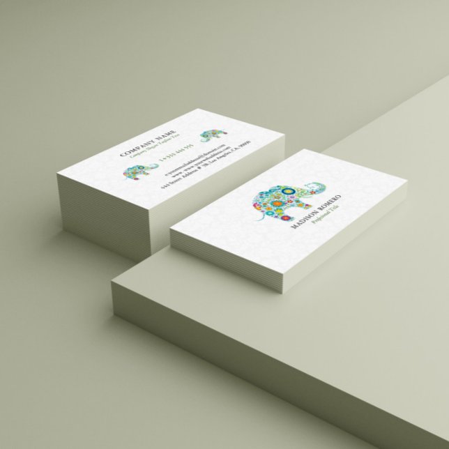 Farbige Retro-Elephant-Illustration Visitenkarte (Von Creator hochgeladen)