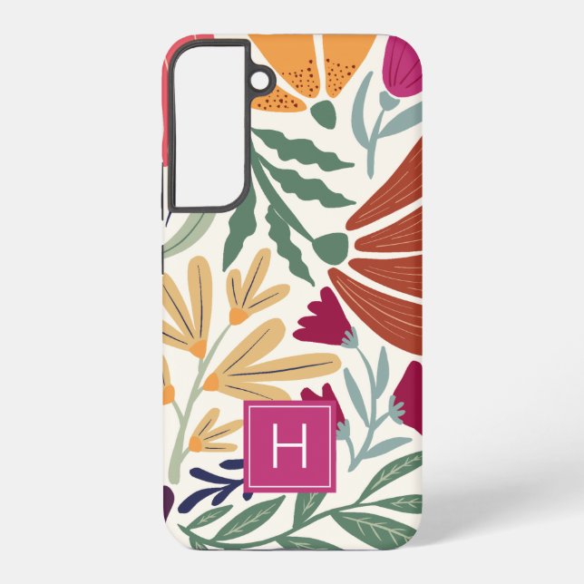 Farbige Retro-Floral-Boho Samsung Galaxy Hülle (Rückseite)