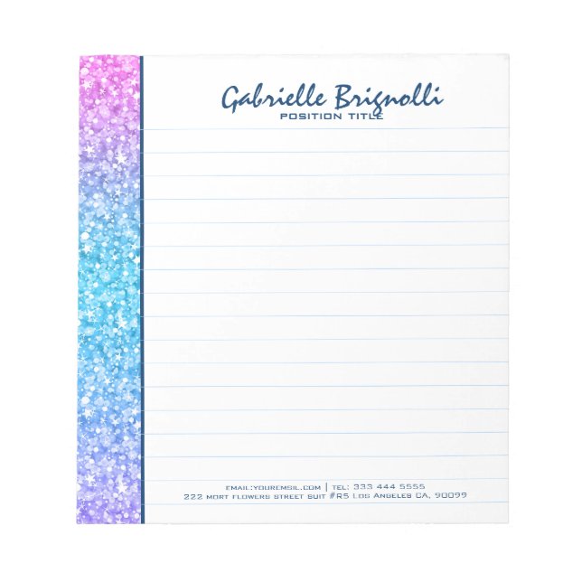 Farbige Retro-Glitzer und Glitzern Notizblock (Vorderseite)