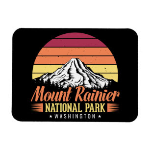 Farbige Retro-Illustration des Mount Rainier Magnet