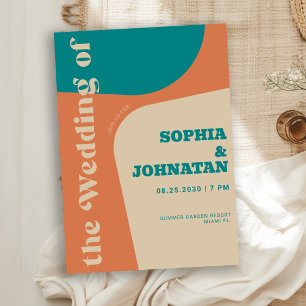 Farbige retro-kühne Typografie-Hochzeit Einladung