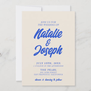Farbige Retro-Minimal-Hochzeit modern und mutig Einladung