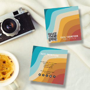 Farbige Retro-Regenbogen-Abstrakte Waagen QR-Code Quadratische Visitenkarte