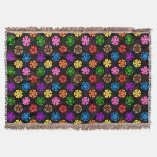 Farbige Retro-Regenbogen-Blumen-Design Schwarz Decke