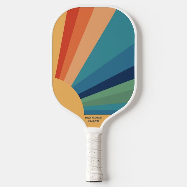 Farbige Retro-Regenbogen Sun Benutzerdefinierter T Pickleball Schläger (Vorderseite)