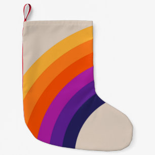 Farbige Retro-Regenbogenkunst Kleiner Weihnachtsstrumpf