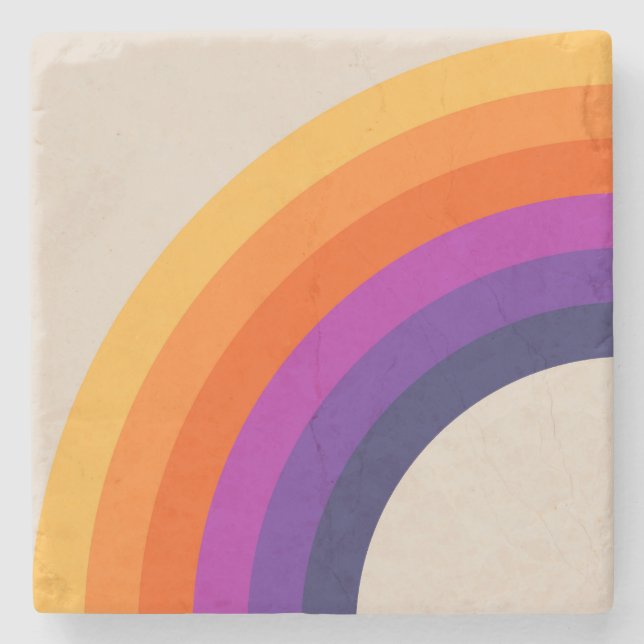 Farbige Retro-Regenbogenkunst Steinuntersetzer (Vorderseite)