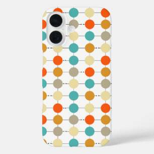 Farbige Retro-Rückentrokurven am Schwarzen Raster iPhone 16 Hülle