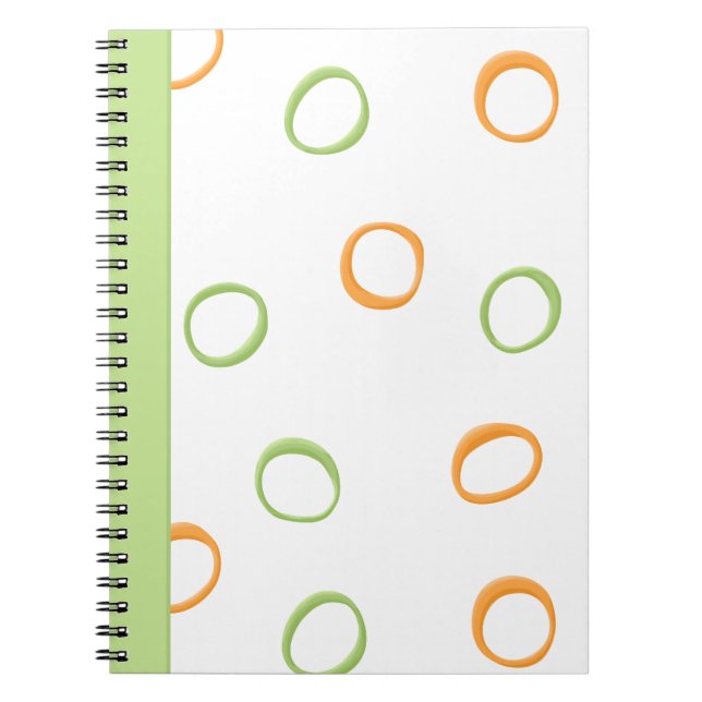 Farbige Retro-Runden orange-grünes Notebook Notizblock (Vorderseite)