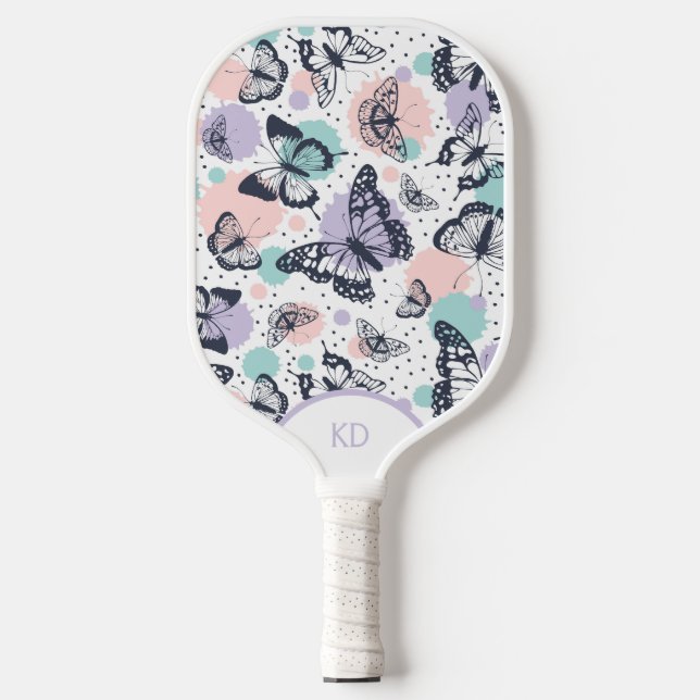 Farbige Retro-Schmetterlinge Pickleball Schläger (Vorderseite)