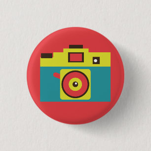 Farbige Retro Sofortbildkamera (Blau) Flair Button