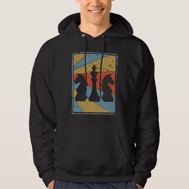 Farbige Retro-Vintage Schachfiguren Hoodie (Vorderseite)