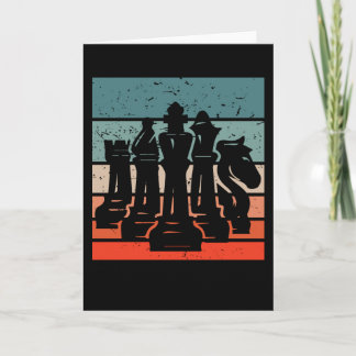 Farbige Retro-Vintage Schachfiguren Karte