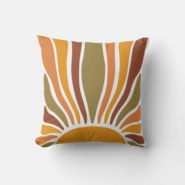 Farbige Retro-Vintage Sonnenaufgang Kissen (Vorderseite)