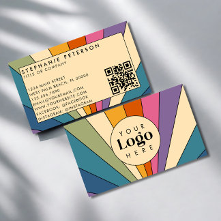 Farbige Retro-Vorlage für den QR-Code für benutzer Visitenkarte