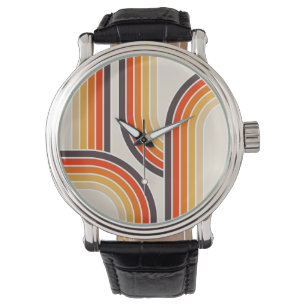 Farbige Retrobögen und -linien Armbanduhr