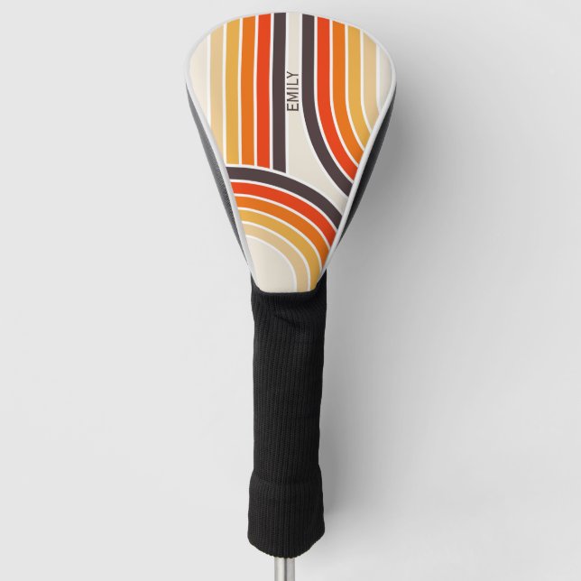 Farbige Retrobögen und -linien Golf Headcover (Vorderseite)