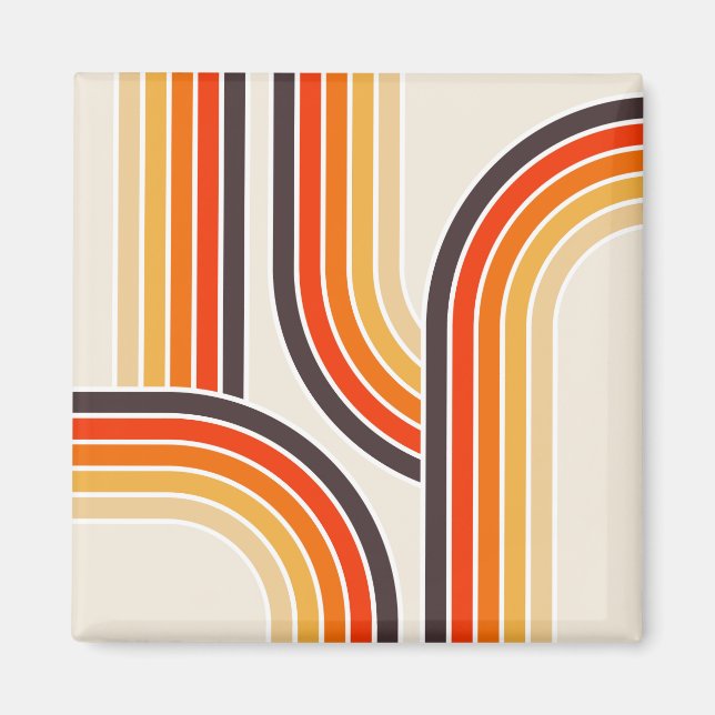 Farbige Retrobögen und -linien Magnet (Vorne)