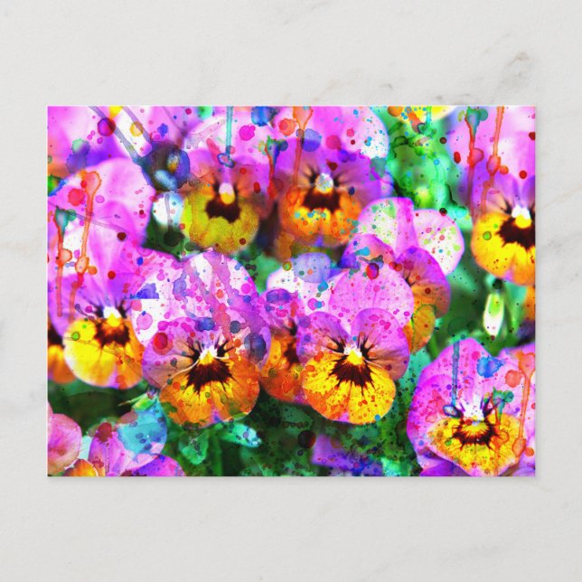 Farbige, rosa aquamarine Aquarellfarben Spritzer P Postkarte (Vorderseite)