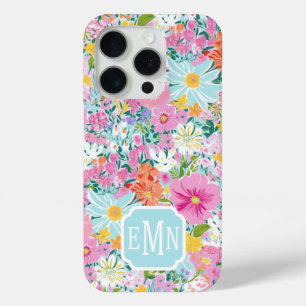 Farbige rosa Garten-Monogramm Case-Mate iPhone Hülle