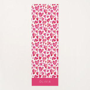Farbige rosa Herz Muster personalisiert Yogamatte