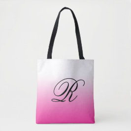 Farbige, rosa Ombre über einer Farbe mit Monogramm Tasche