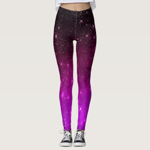 Farbige rosa sternenklare Nacht Himmel Leggings