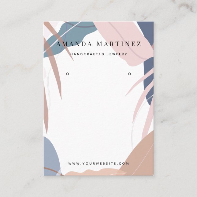 Farbige rosa und blaue tropische Blätter Visitenkarte (Vorderseite)