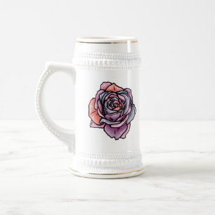 Farbige Rose Blume Bierglas
