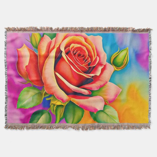 Farbige Rose Blume Digitales Bild Decke (Vorderseite)