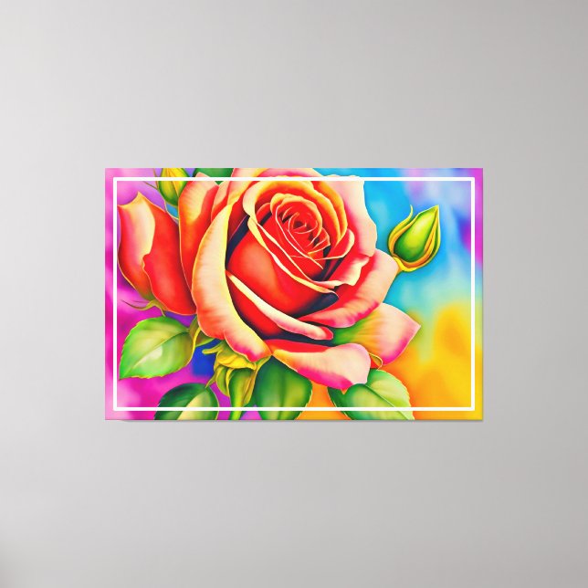 Farbige Rose Blume Digitales Bild Leinwanddruck (Vorderseite)