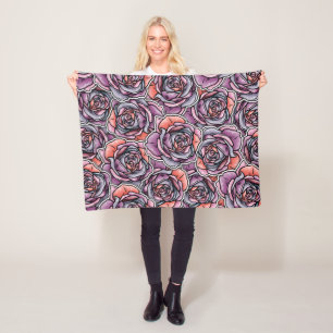 Farbige Rose Blume Fleecedecke