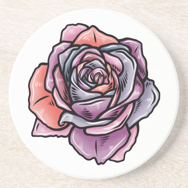 Farbige Rose Blume Getränkeuntersetzer (Vorne)