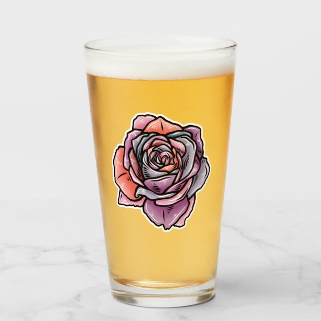 Farbige Rose Blume Glas (Vorne (Gefüllt))