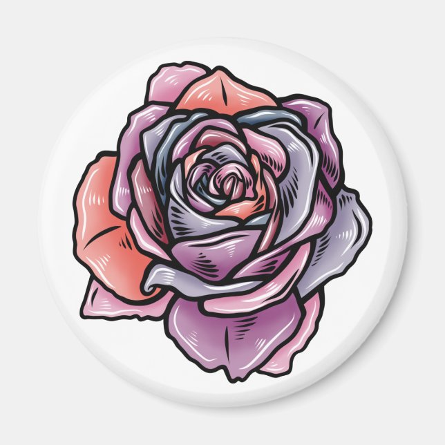 Farbige Rose Blume Magnet (Vorne)