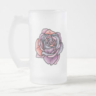 Farbige Rose Blume Mattglas Bierglas