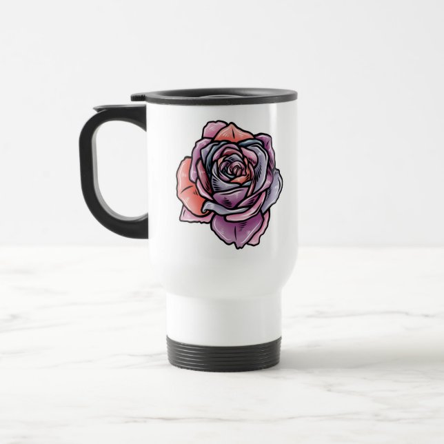 Farbige Rose Blume Reisebecher (Links)