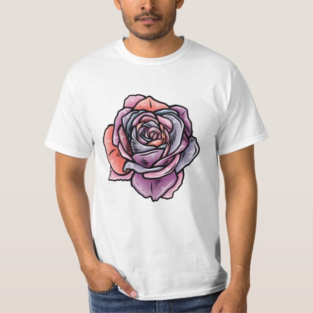 Farbige Rose Blume T-Shirt (Vorderseite)