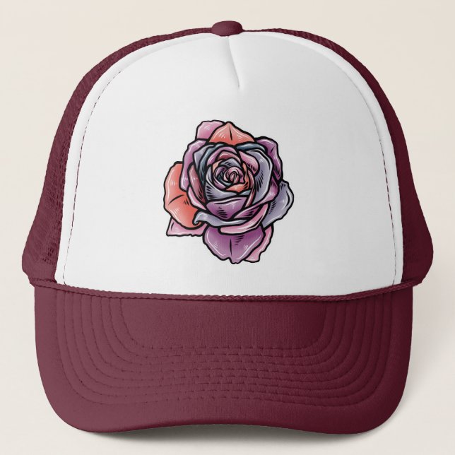 Farbige Rose Blume Truckerkappe (Vorderseite)