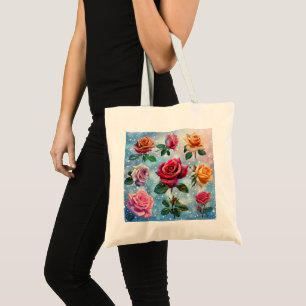 Farbige Rose Digitale Kunst Tragetasche