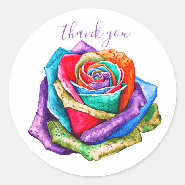 Farbige Rose Floral Vielen Dank, Sticker (Vorderseite)