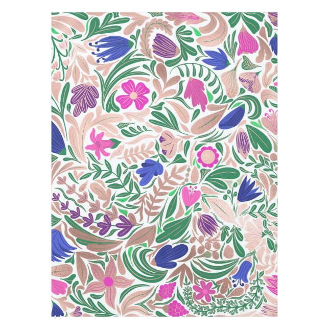 Farbige Rose Gold Blumenblätter Illustrationen Tischdecke (Vorderseite)