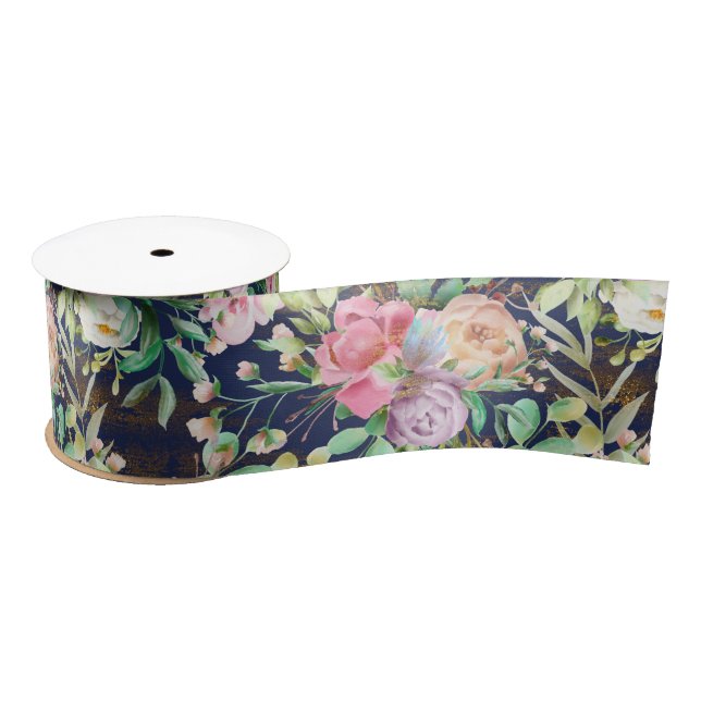 farbige Rose Goldstreifen Satinband (Spule)